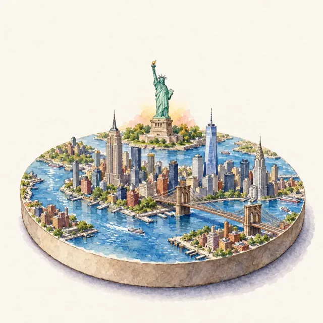 New York in the Watercolor style